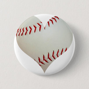 American Baseball In A Heart Shape 2 Inch Round Button