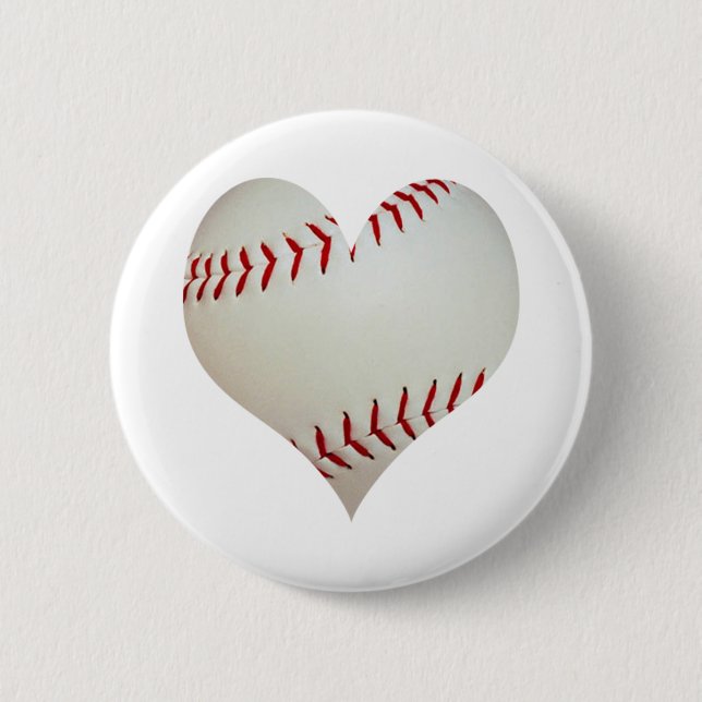 American Baseball In A Heart Shape 2 Inch Round Button (Front)