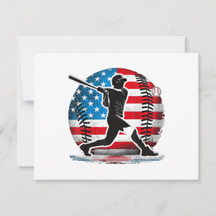 American Baseball Player Batter With United States Holiday Card
