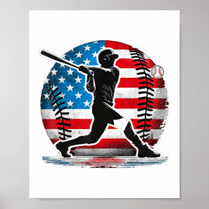American Baseball Player Batter With United States Poster