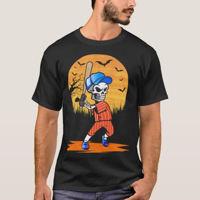 American Baseball Skeleton Halloween Men soccer  T-Shirt (Front)