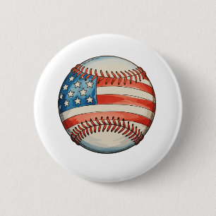 American Baseball US Flag 250th Anniversary 2 Inch Round Button