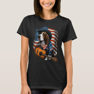 American Basset Hound Guitar USA County Music T-Shirt