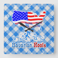 American Bavarian Roots Square Clock