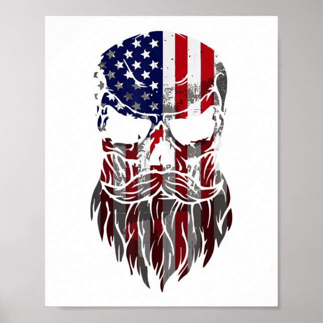 American Beard Skull Men's  Poster (Front)