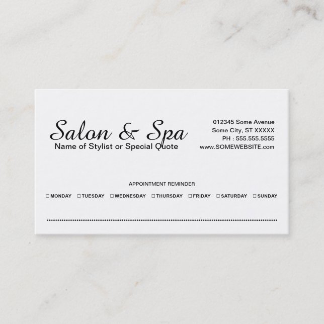 american beauty appointment reminder card (Front)