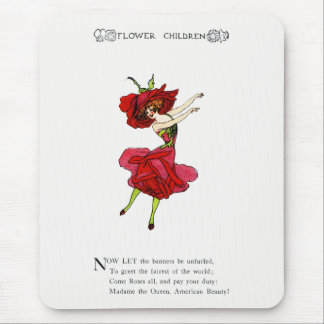 American Beauty Rose, Whimsical Flowers Book Art Mouse Pad