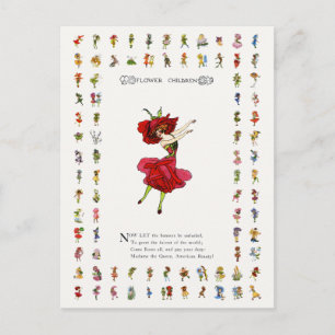 American Beauty Rose, Whimsical Flowers Book Art Postcard