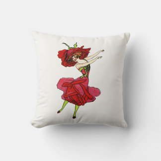 American Beauty Rose, Whimsical Flowers Book Art Throw Pillow