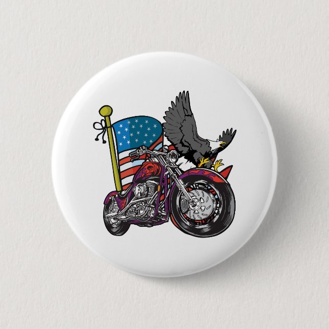 American Biker Eagle 2 Inch Round Button (Front)