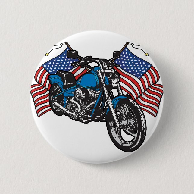 American Biker Motorcycle 2 Inch Round Button (Front)