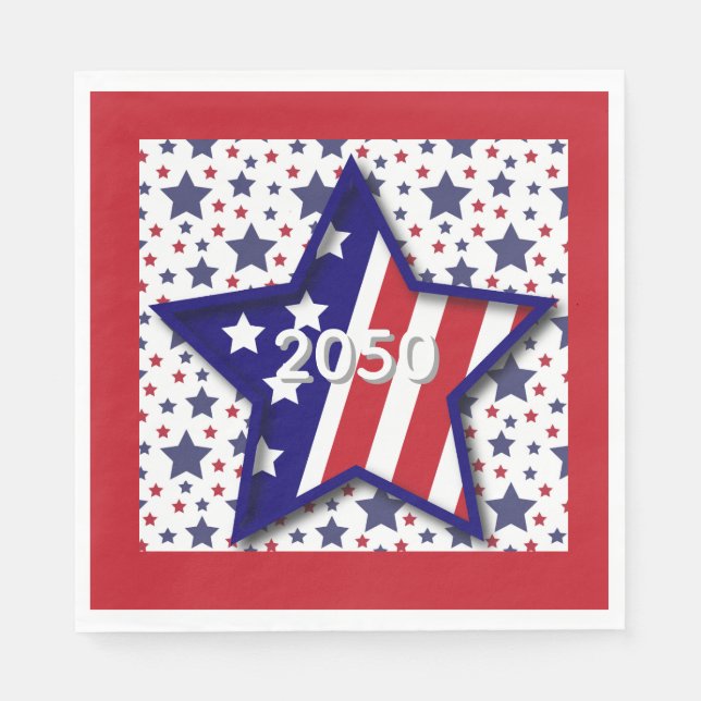 American Birthday 2025 Star Paper Napkin (Front)