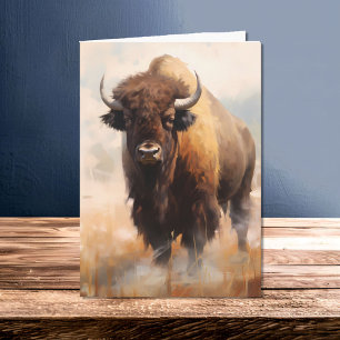 American Bison Buffalo In the Wild Portrait Card
