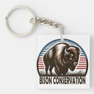 American Bison Conservation World Wildlife Day Keychain