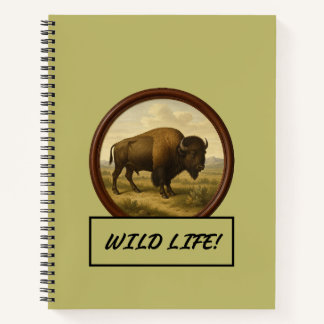 American Bison Dark Khaki Spiral Notebook