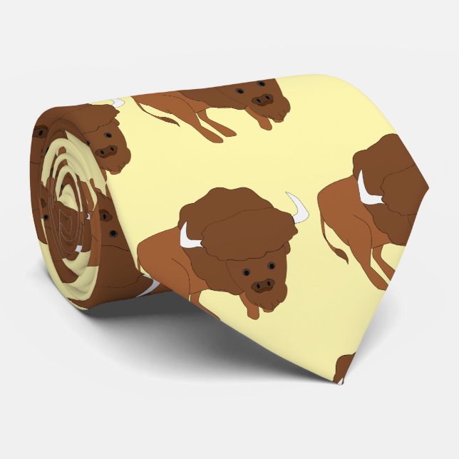 American Bison Design Tie (Rolled)