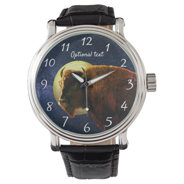 American Bison, Full Moon and Starry Night  Watch (Front)
