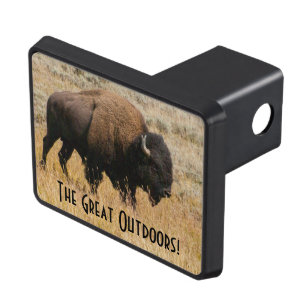 American Bison Grazing In Meadow Grass Photograph Trailer Hitch Cover