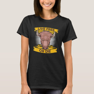 American Bison Hunter Buffalo Hunting   Live Free  T-Shirt