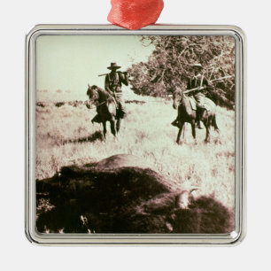 American Bison Hunters (b/w photo) Metal Ornament