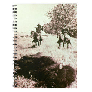 American Bison Hunters (b/w photo) Notebook