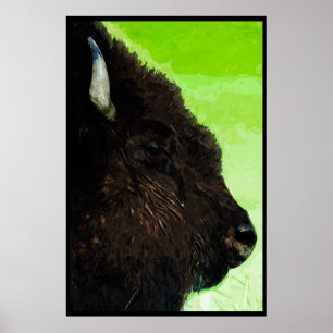 American Bison Portrait Abstract Impressionism Poster