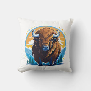 american bison throw pillow