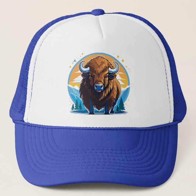 american bison trucker hat (Front)