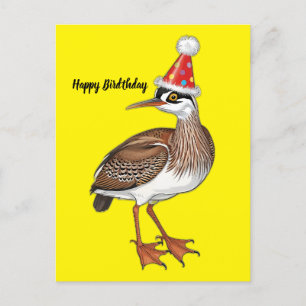American bittern wearing bithday hat drawing postcard