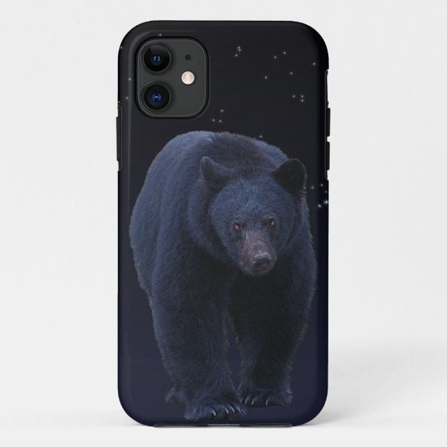 American Black Bear & Starry Sky Wildlife Art Case-Mate iPhone Case (Back)