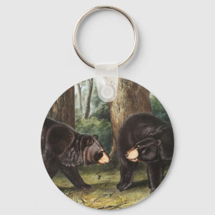 American Black Bear Ursus Americanus Illustration Keychain