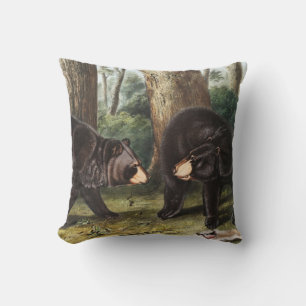 American Black Bear Ursus Americanus Illustration Throw Pillow