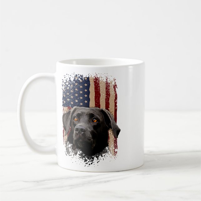 American Black Labrador Usa Flag Lab Owner  Coffee Mug (Left)