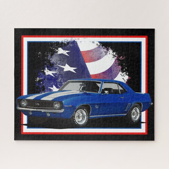 American Blue Muscle Car Jigsaw Puzzle (Horizontal)