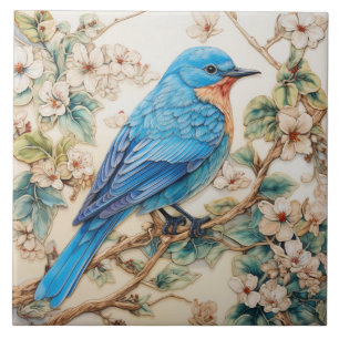 American Bluebird Bright Blue Plumage Tile