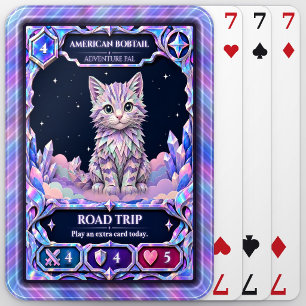 American Bobtail Cat, Rainbow Foil Art Playing Cards