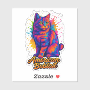 American Bobtail Pop Art Cat Colourful Neon