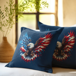 American Bold Eagle Flag Colours Throw Pillow