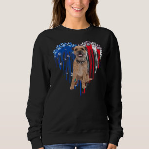 American Border Terrier Dog Heart 4th Of July Usa  Sweatshirt
