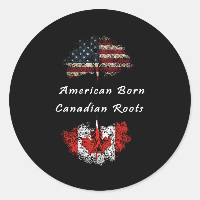 American Born Canadian Roots Classic Round Sticker (Front)