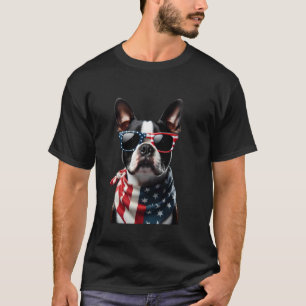 American Boston Terrier Dog 4th Of July Incependen T-Shirt
