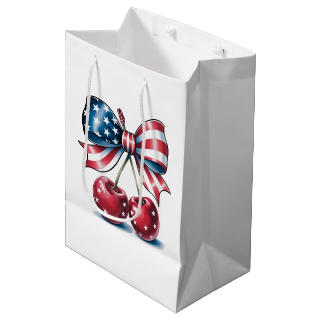 American Bow With Cherries  Medium Gift Bag (Front Angled)