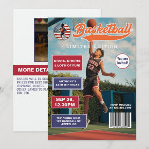 American Boy Basketball Magazine Cover Birthday Invitation