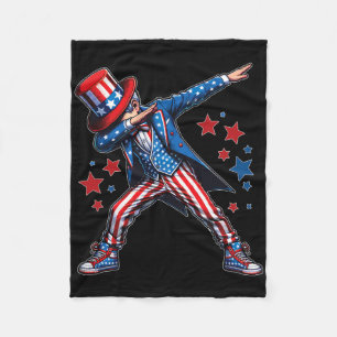 American Boy Dabbing Patriotic 4th Of July Kids Fleece Blanket