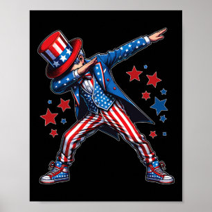 American Boy Dabbing Patriotic 4th Of July Kids Poster