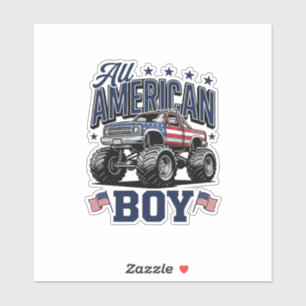 American Boy Monster Truck Vintage Patriotic Shirt