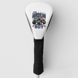 American Boy Monster Truck Vintage Patriotic Shirt Golf Head Cover