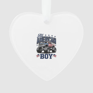 American Boy Monster Truck Vintage Patriotic Shirt Ornament