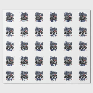 American Boy Monster Truck Vintage Patriotic Shirt Wrapping Paper