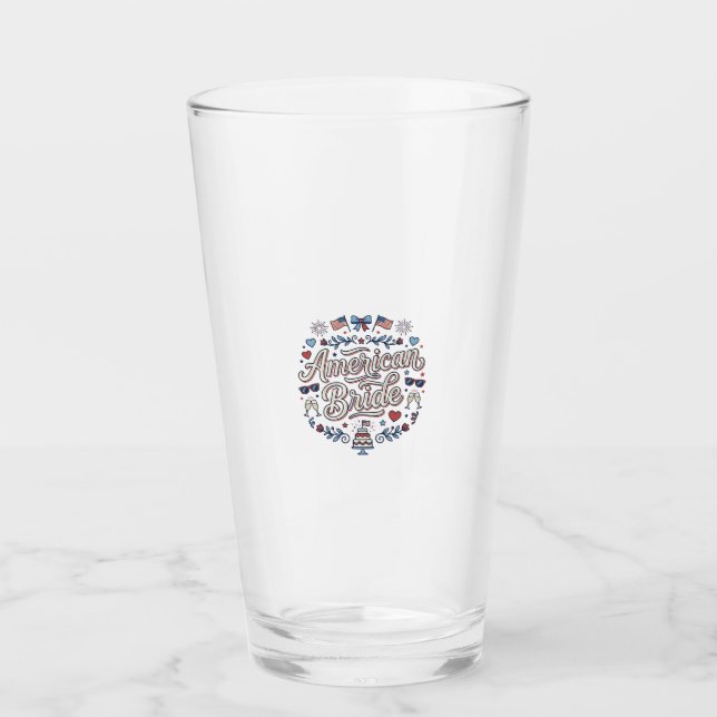 American Bride Patriotic Wedding Vector Design_1 Glass (Front)